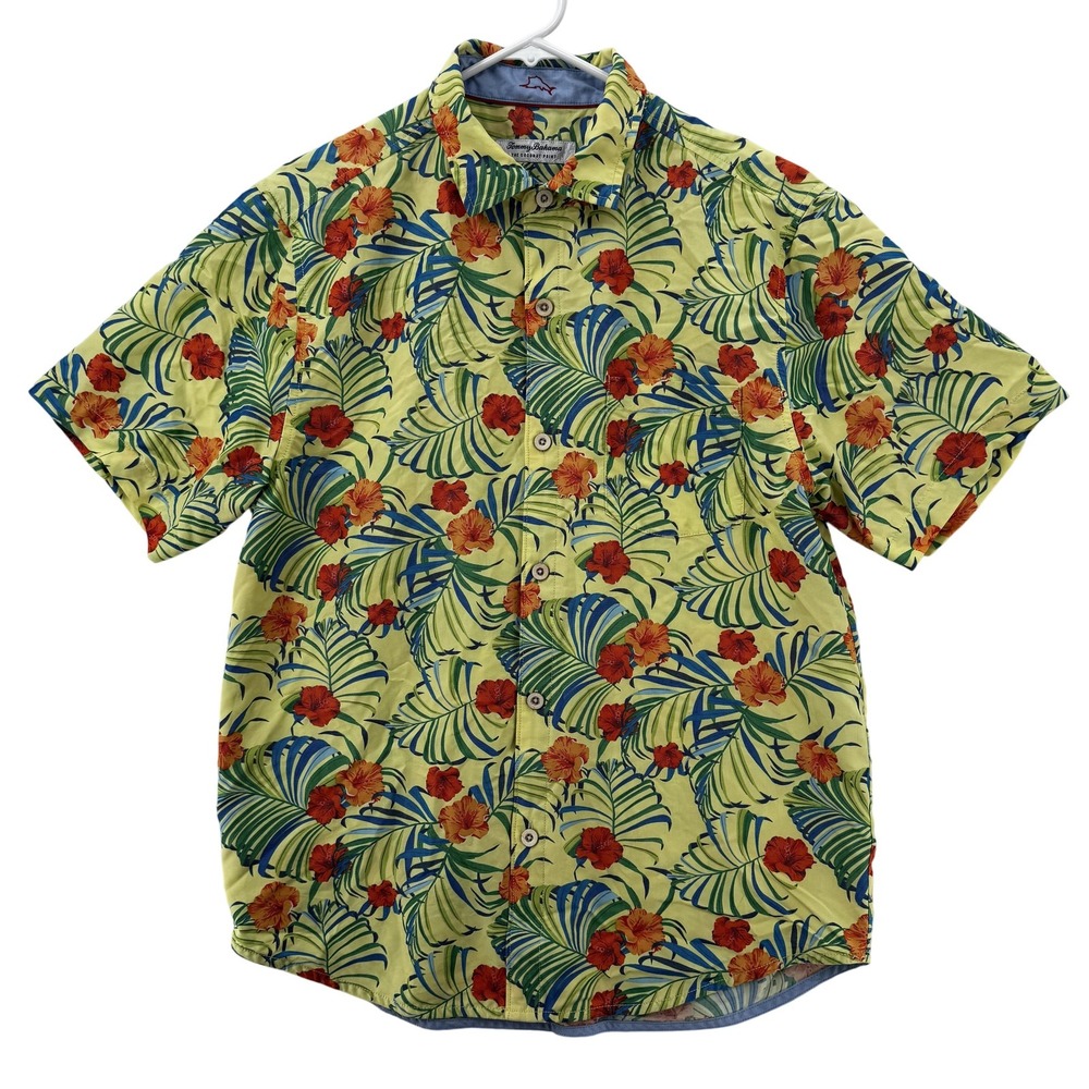 Tommy Bahama Shirt Mens‎ Medium Floral Hawaiian Button Up Short Sleeve Coconut